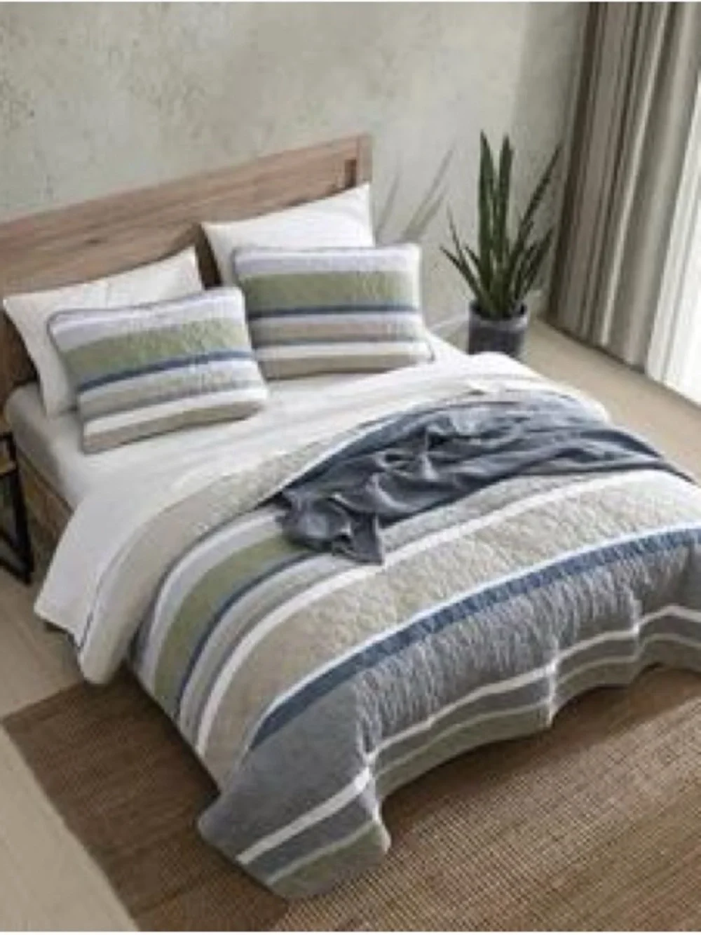 Eddie Bauer Salmon Ladder Beige Cotton Quilt Set - Twin Quilt + 1 Sham